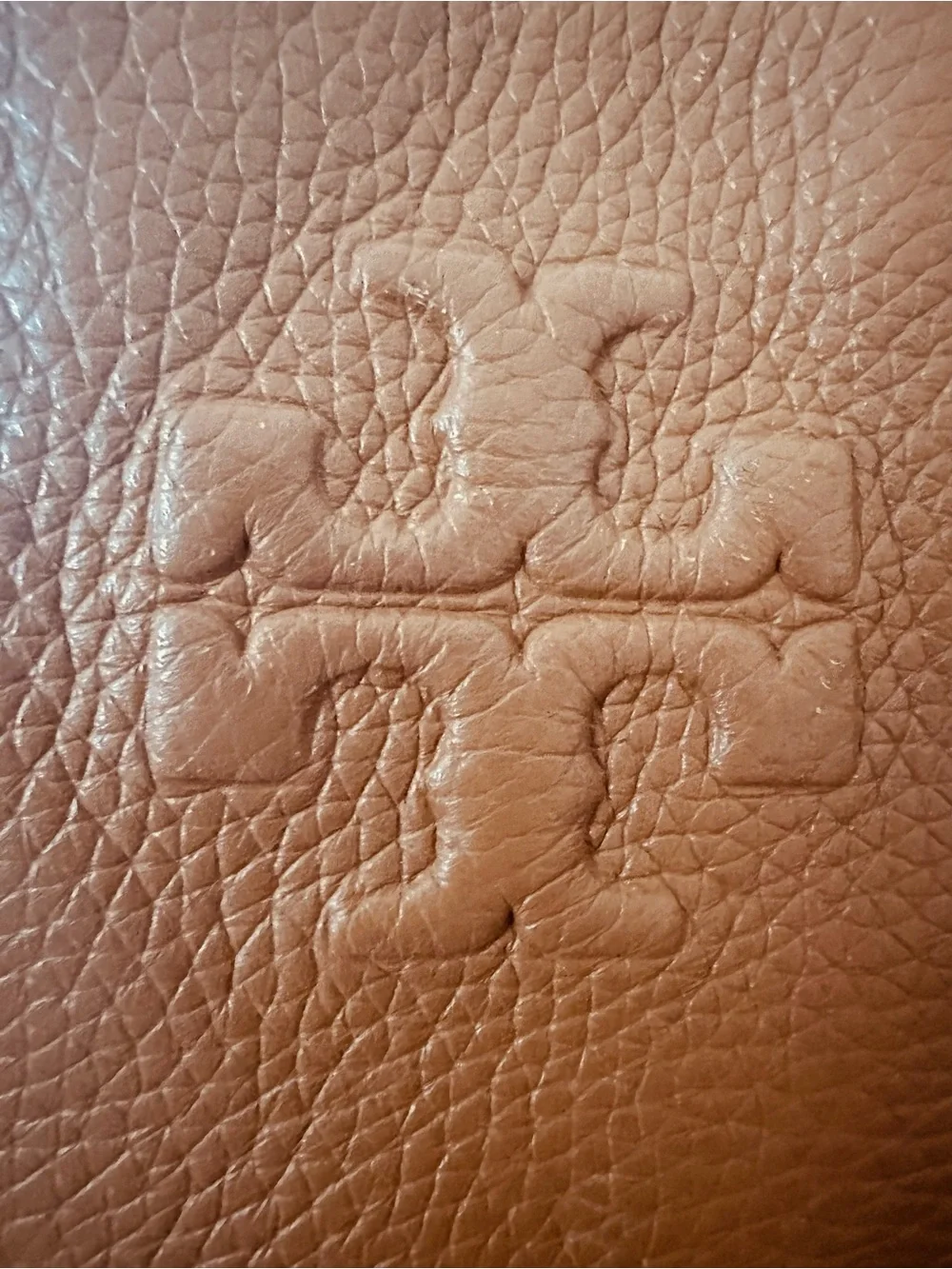 Tory Burch Theo Pebbled Leather Backpack Cognac Brown Large Travel Laptop Bag
